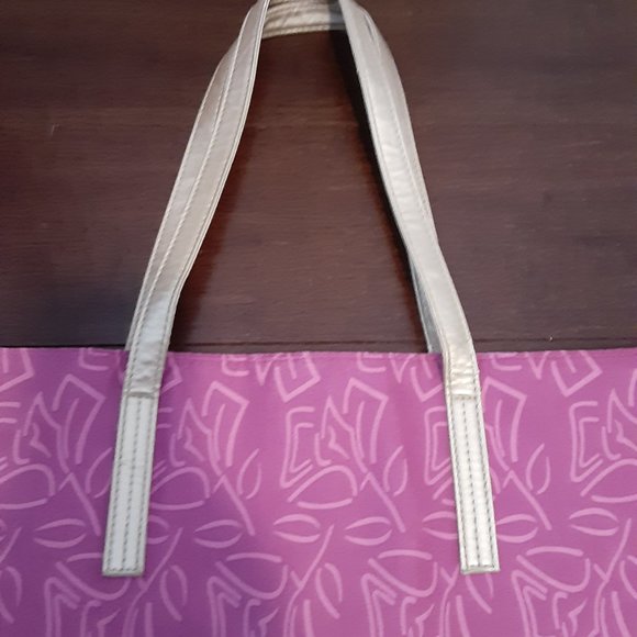 Lancome Fushia Pink Gold 2 Strap Shopper Tote Bag 17" x 15" - Picture 4 of 11